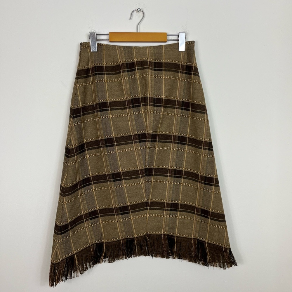 Vintage Jessica Plaid A Line Fringe Skirt Sz 29